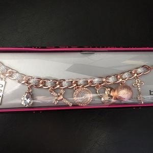 bebe Gold & Silver Charm Bracelet Key Locket Cross